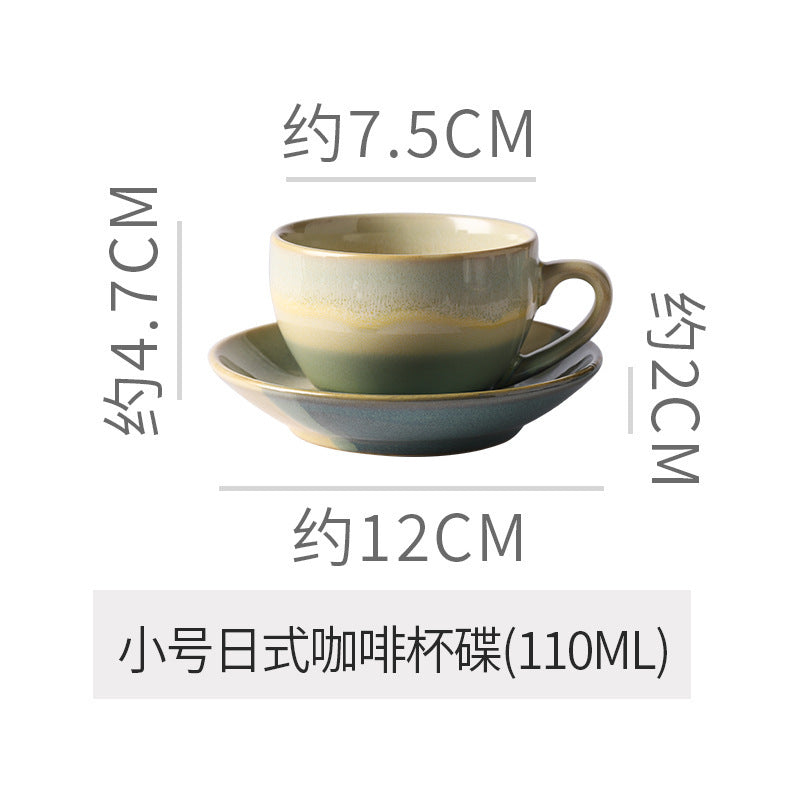 Vintage kiln-ware ceramic coffee cup and saucer set - exquisite, unique design for office afternoon tea or milk