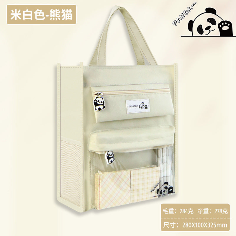 Primary and secondary school students high-value solid color tutoring bag waterproof file bag children's tutoring bag cartoon transparent art bag