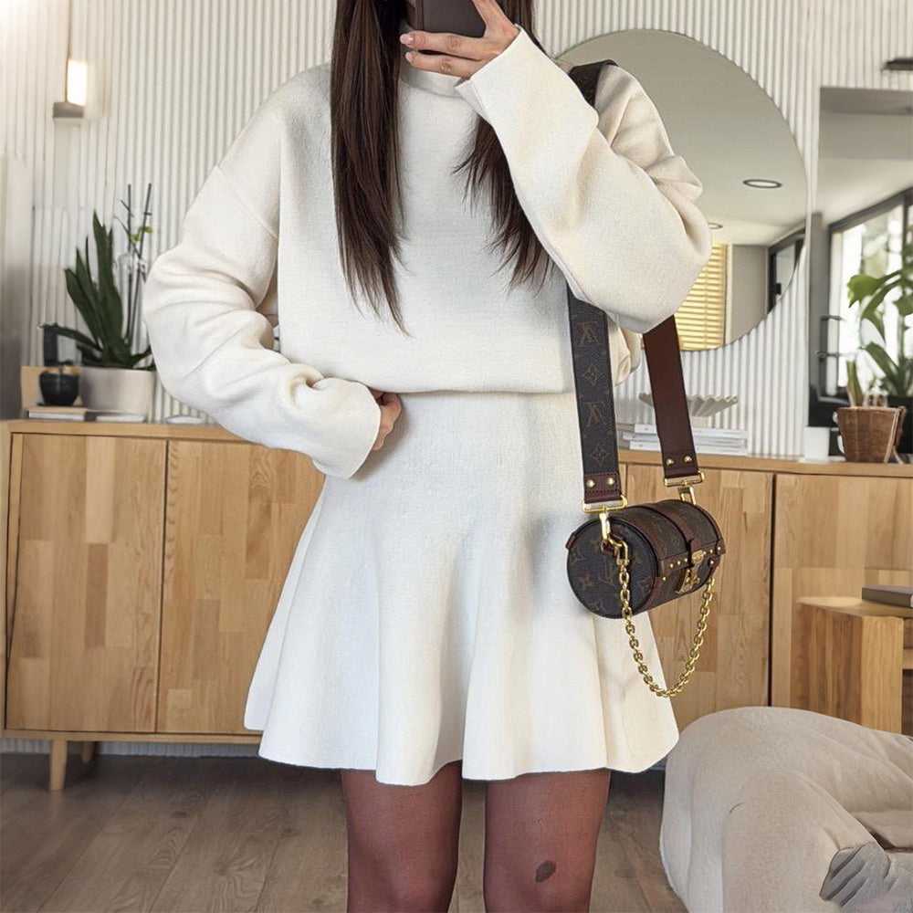 2025 new european and american casual resort style knit long sleeve mini dress women's autumn/winter amazon independent store