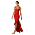 C7690 cross-border   fashion women's elegant sexy slit hem dress