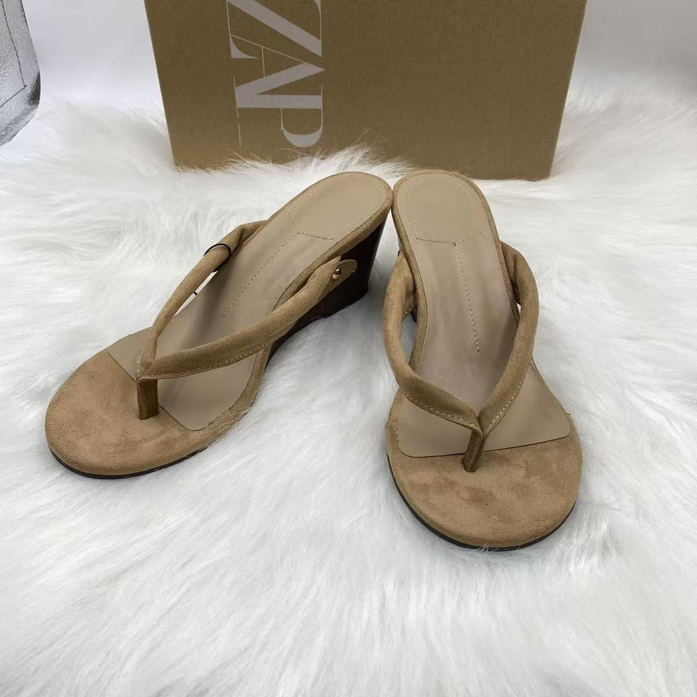 Za new 2025 summer square toe stiletto thong sandals women's kitten heel mules fashionable single shoes