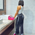 European and american cross-border women's fashion: 's new hot-selling trendy retro high-waisted denim jeans - instagram-style loose straight-leg pants