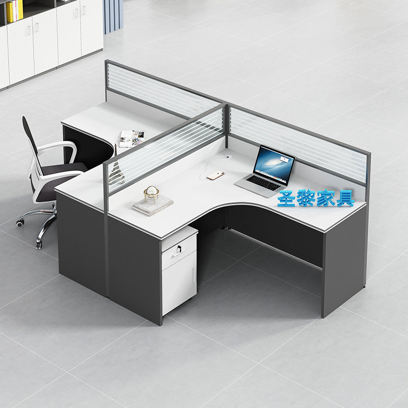 Saint li office desk and chair set - employee computer desk with partition, workstation for finance staff