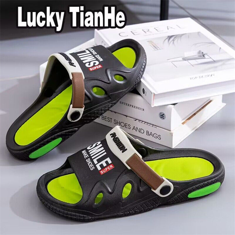 Men's slippers 2024 summer new style: cloud-like comfort, thick sole, bathroom-friendly, trendy couple's slippers, student home slippers, women's outdoor slippers