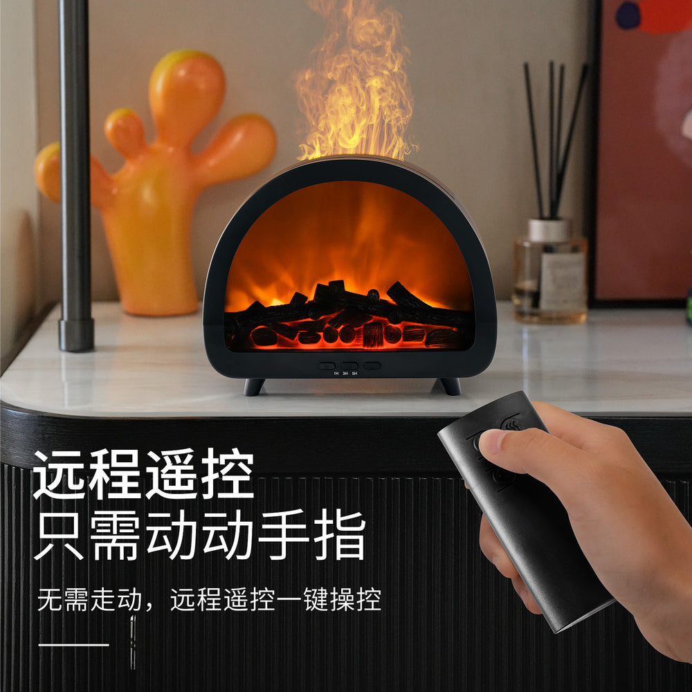 Portable humidifier large mist fireplace flame aromatherapy machine for home office desktop essential oil automatic fragrance diffuser machine