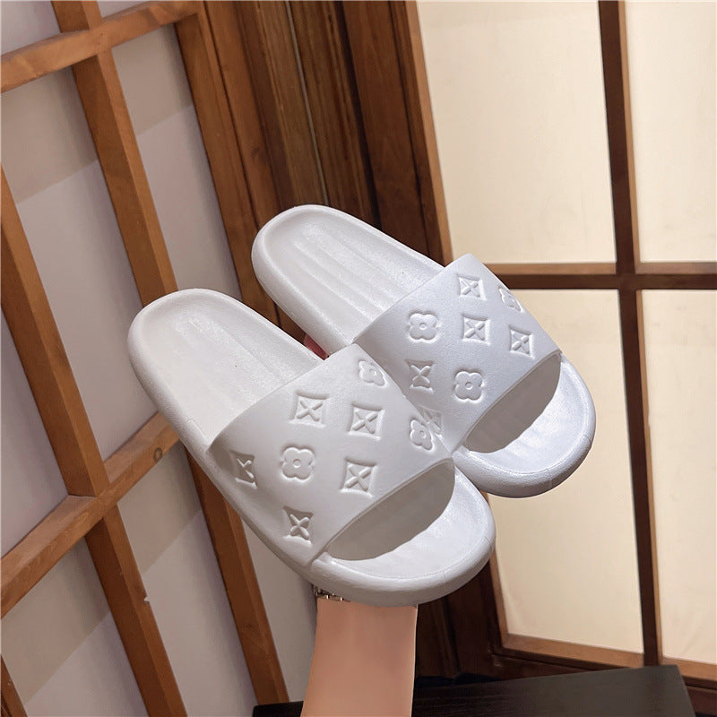 2024new arrival slippers for women summer stepping on shit pure color casualoutwear home bathroom flats one-line casual slippers for women