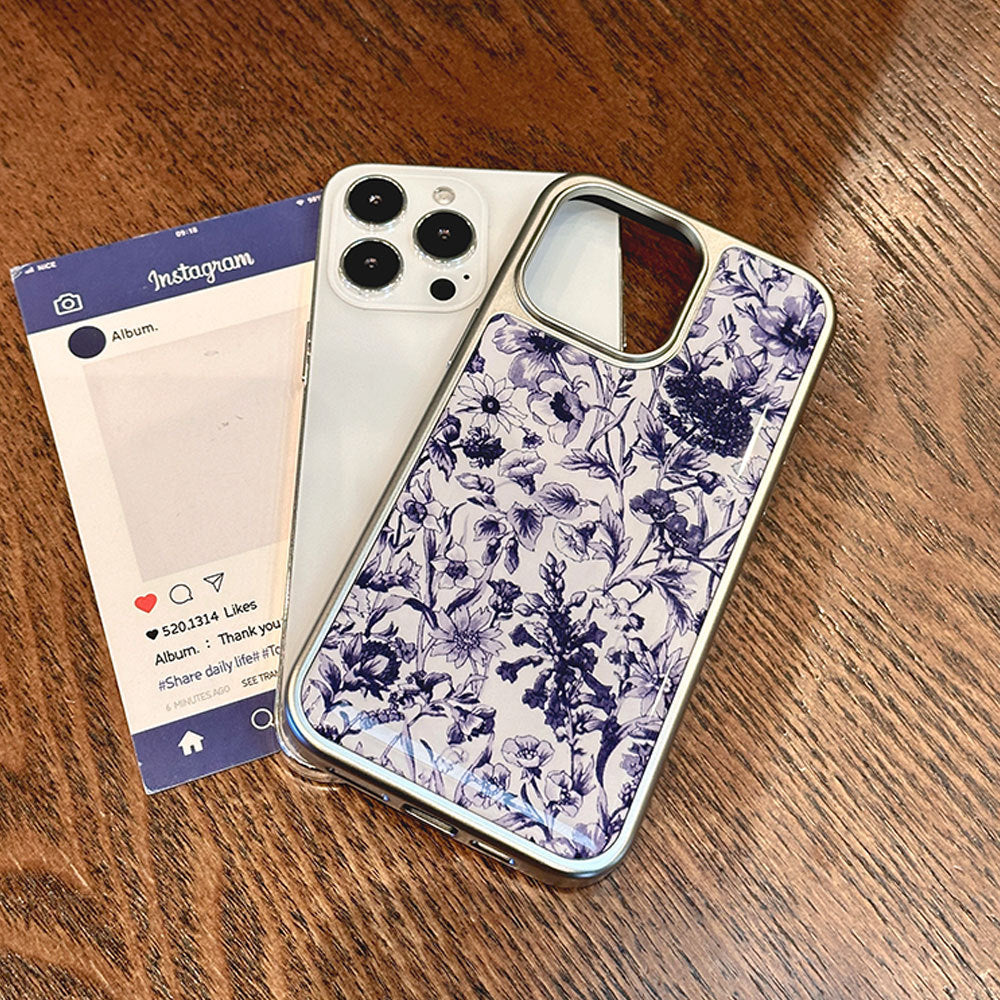 Small fresh flowers fill the screen, suitable for iphone16promax electroplated mobile phone case, apple 15 glue protective cover 14