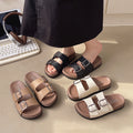 Fashion women's slippers outwear non-slip casual home beach shoes summer birkenstock thick sole double buckle strap one-line sandals