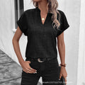 European and american cross-border women's fashion:  summer new arrivals - minimalist chic v-neck short-sleeve linen blouse/shirt for women