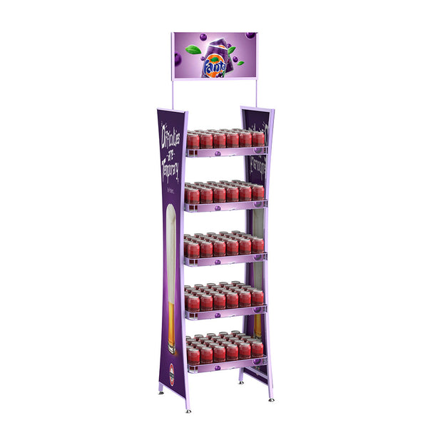Metal beverage display rack Supermarket beverage display rack Juice water milk beer display rack to map customization