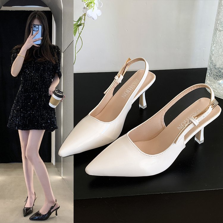 French stiletto closed-toe sandals women's single strap high heels 2026 summer new versatile pointed-toe slingbacks