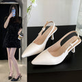 French stiletto closed-toe sandals women's single strap high heels 2026 summer new versatile pointed-toe slingbacks