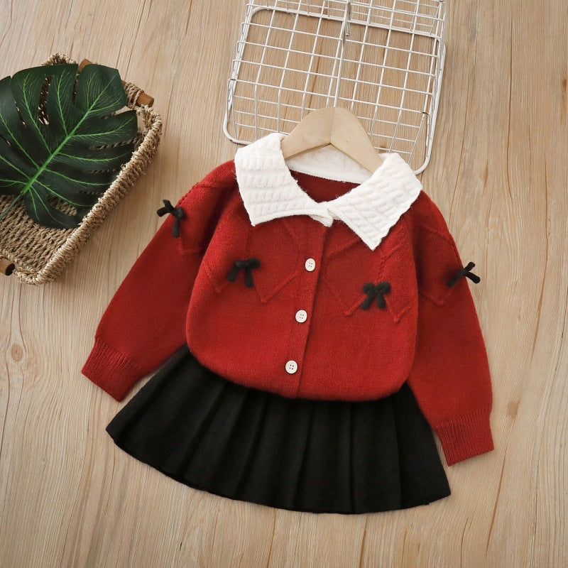 Girls' knit cardigan & skirt set - new  collection, chanel-inspired style
