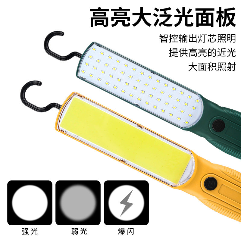 Cross-border new COB work light 360-degree rotation magnetic charging multi-function car strong light hook flashlight