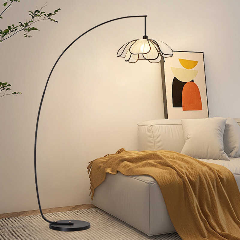 Flower wabi-sabi medieval style floor lamp japanese retro designer living room study art house b&b fishing lamp