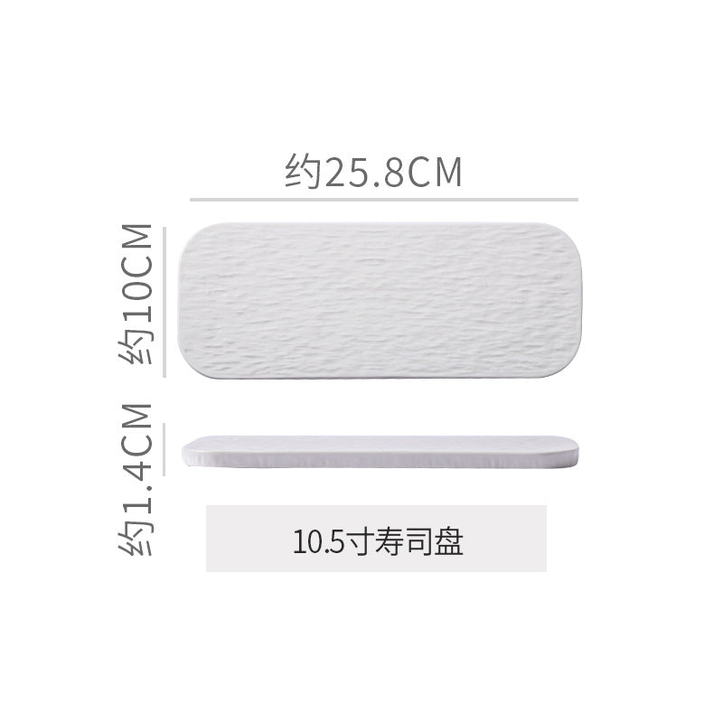 Stone-textured round ceramic plate, suitable for western-style steak, high-end cakes, dim sum, sushi, desserts, and pastries