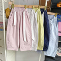 【100% cotton】summer lightweight breathable cool casual versatile belted scimitar casual pants 2614