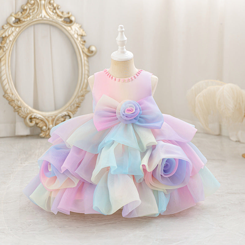baby girl birthday first birthday princess dress gradient colorful skirt sleeveless girl dress european and american style in stock