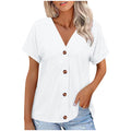 fashion cross-border export spring/summer new solid color button-down loose short-sleeve top t-shirt women's in-stock