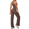 fashionpure color tight high elastic long racerback sports suit running fitness yoga clothes two-piece set