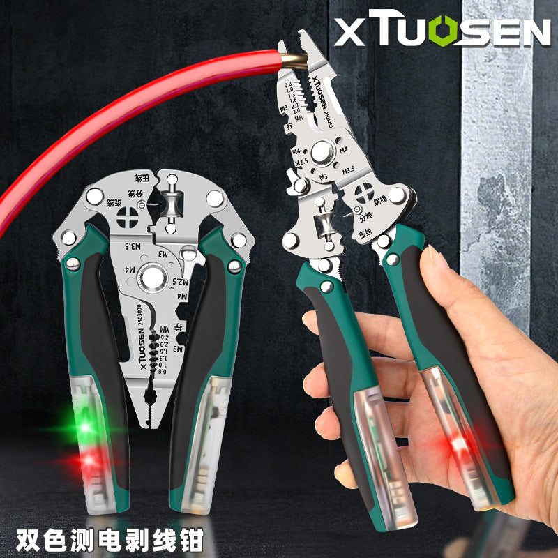 Tuosen Multifunctional Electrician Wiring Tools Cable Wire Divider Winding Crimp Clamp Folding Measuring Electric Stripping Clamp