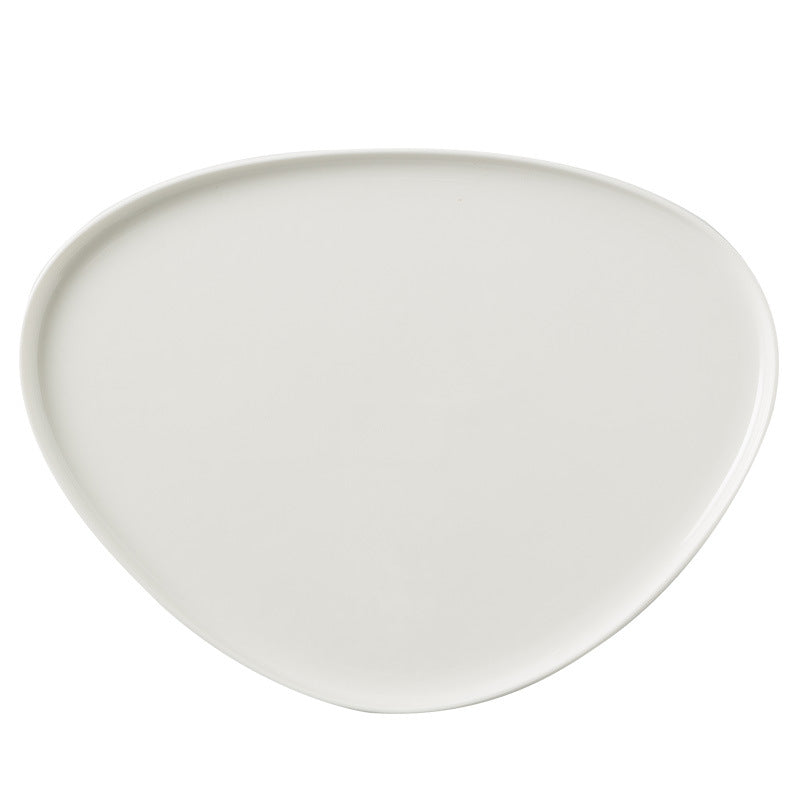 Pure white special-shaped ceramic plate for homeasymmetrical dish plate triangular steak plate western restaurant casual plate kitchen