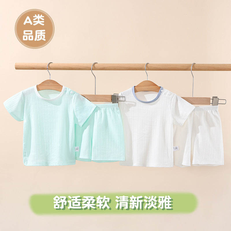 Baby short-sleeve pajama set - summer loungewear for boys and girls - toddler and child minimalist pajama set