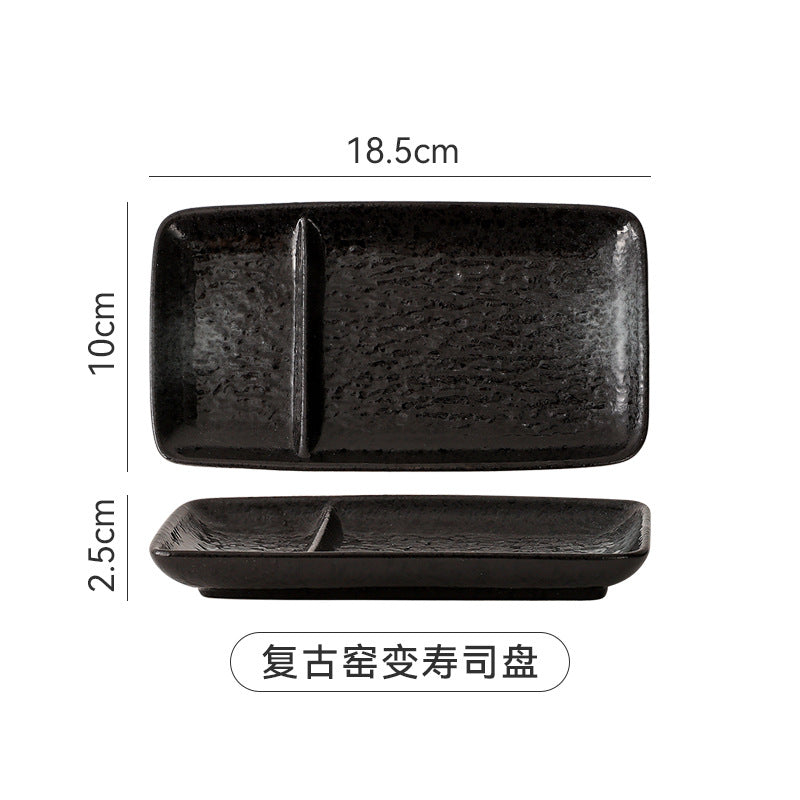 Japanese-style divided plate ceramic dinner plate for home use, single serving creative ceramic sushi plate with sauce dishes, restaurant commercial use