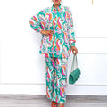 D266   new african plus size casual fashion loose print european and american two-piece cross-border outfit set