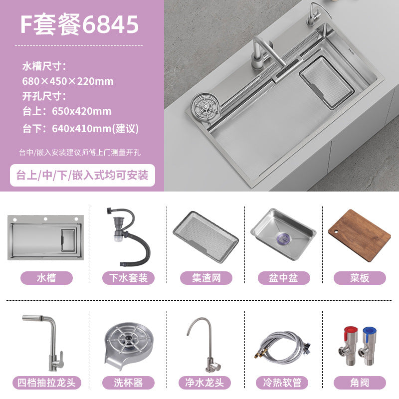 Double slag collection sink large single slot high quality stainless steel kitchen sink thickenedfor home dishwashing sink vegetable sink