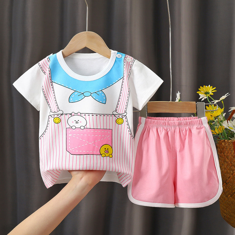 Summer children's clothing set: pure cotton t-shirt & underwear for boys and girls, baby & infant short-sleeve tee and shorts - dropshipping available