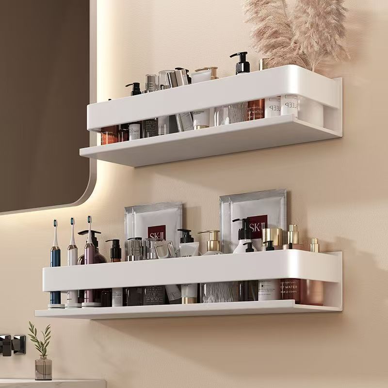 [Bathroom white rack] Bathroom toilet wall hanging No punching cosmetic rack Wash sink storage rack