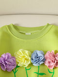 hot selling autumn new arrival 3d floral round neck set - long pants & sweatshirt two-piece outfit