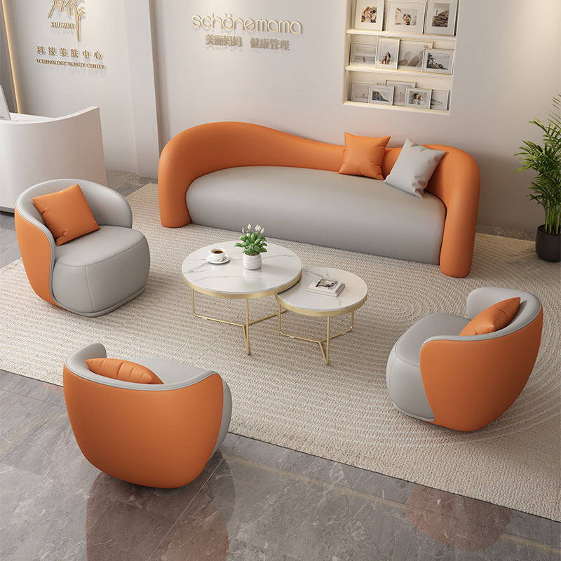 Cream nordic light luxury modern casual sofa designer creative special shaped shop straight row casual fabric sofa