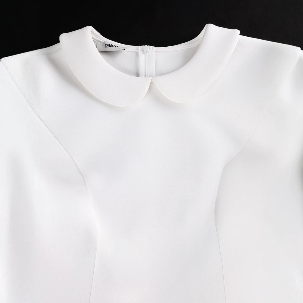 fashion elegant slim-fit dress - bubble sleeve ruffle hem work, party, and social gathering dress