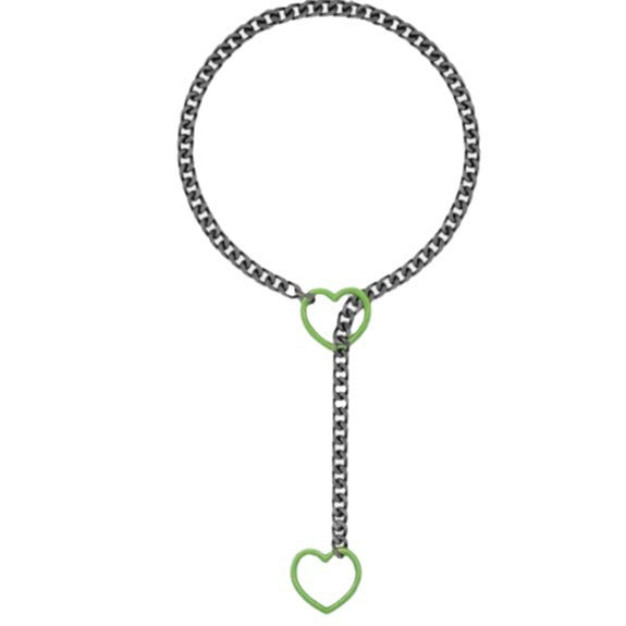 2024 new cross-border multi-color heart & o-ring adjustable punk cuban long necklace - couple's style