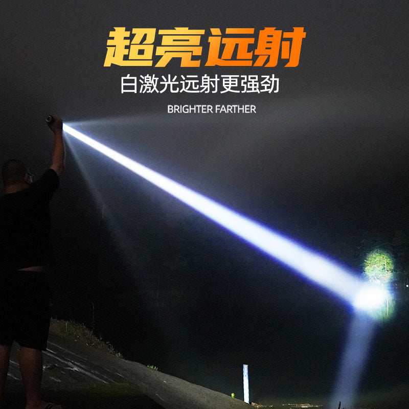 Cross-border new white laser flashlight Type-C charging built-in lithium battery outdoor zoom strong light flashlight