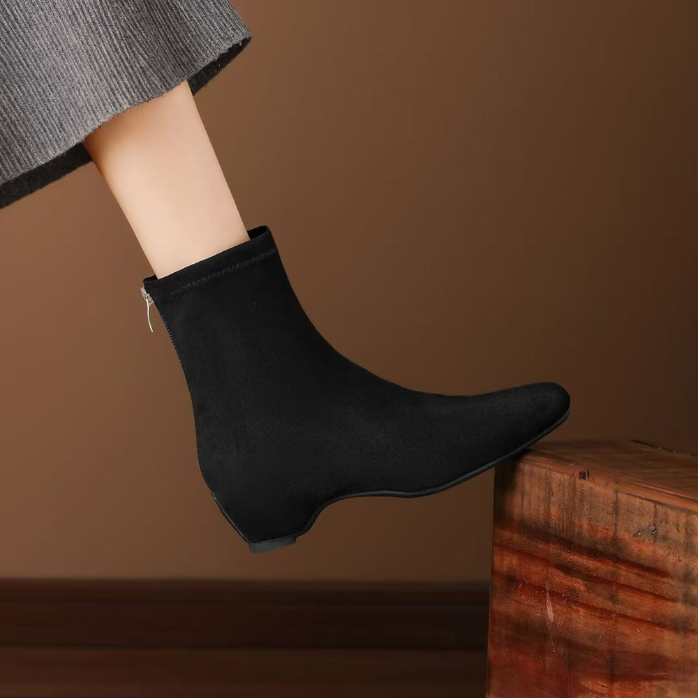 Retro slimming lookexport mid heel boots autumnew arrival suede thick heel plus size stretch slim boots for women