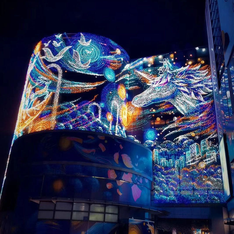 Lighting painting shopping mall exterior wall outdoor decorative lights night scene modeling painting beautiful Chen lighting flame retardant LED curtain wall lighting painting