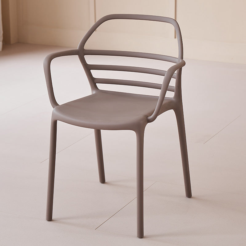 Modern casualthickened plastic cut out dining chair outdoor milk tea shop backrest armrest negotiation chair stackable stool