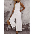 Women's halter backless drawstring sleeveless jumpsuit, perfect for vacation and casual summer fashion