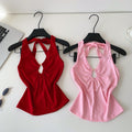 Sexyv neckhalterbackless camisole women's summerk-style silmslimming lookcut outoutwear hot girl style tops