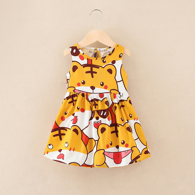 Girls' summer  new collection: breathable short-sleeve dress for baby girls, pure cotton, soft, lightweight summer dress