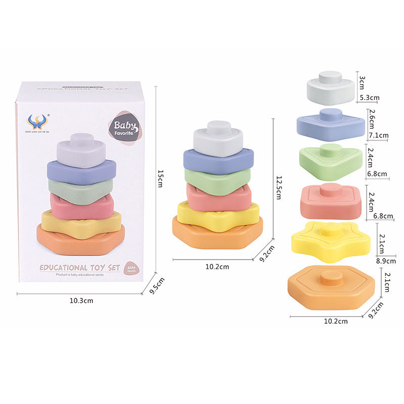 Cross-border export  baby vinyl stacking high early education cognitive soft glue stacking music baby stacking ring toy
