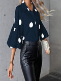 new women's french style blouse - spring chiffon polka dot five-point bubble sleeve fashionable elegant shirt