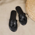 Summer fashion flat women's sandals export plus size women's slippers hot pressed electric embroidered low heel shoes round toe