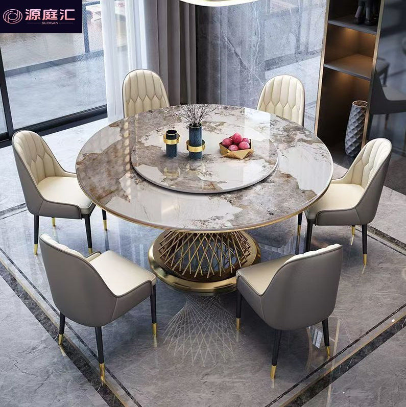 For home dining round table 6-person 8-person small apartment slate dining table hotel creative light luxury small waist dining table