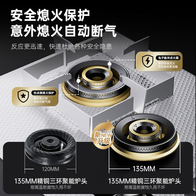 Onami stainless steel honeycomb scratch-resistant gas stove double burner for home use, all-copper direct injection, compatible with natural gas, lpg, and propane