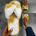 New cow print plush slippers for women - amazon cross-border casual bowknot fuzzy slippers - wholesale indoor slippers