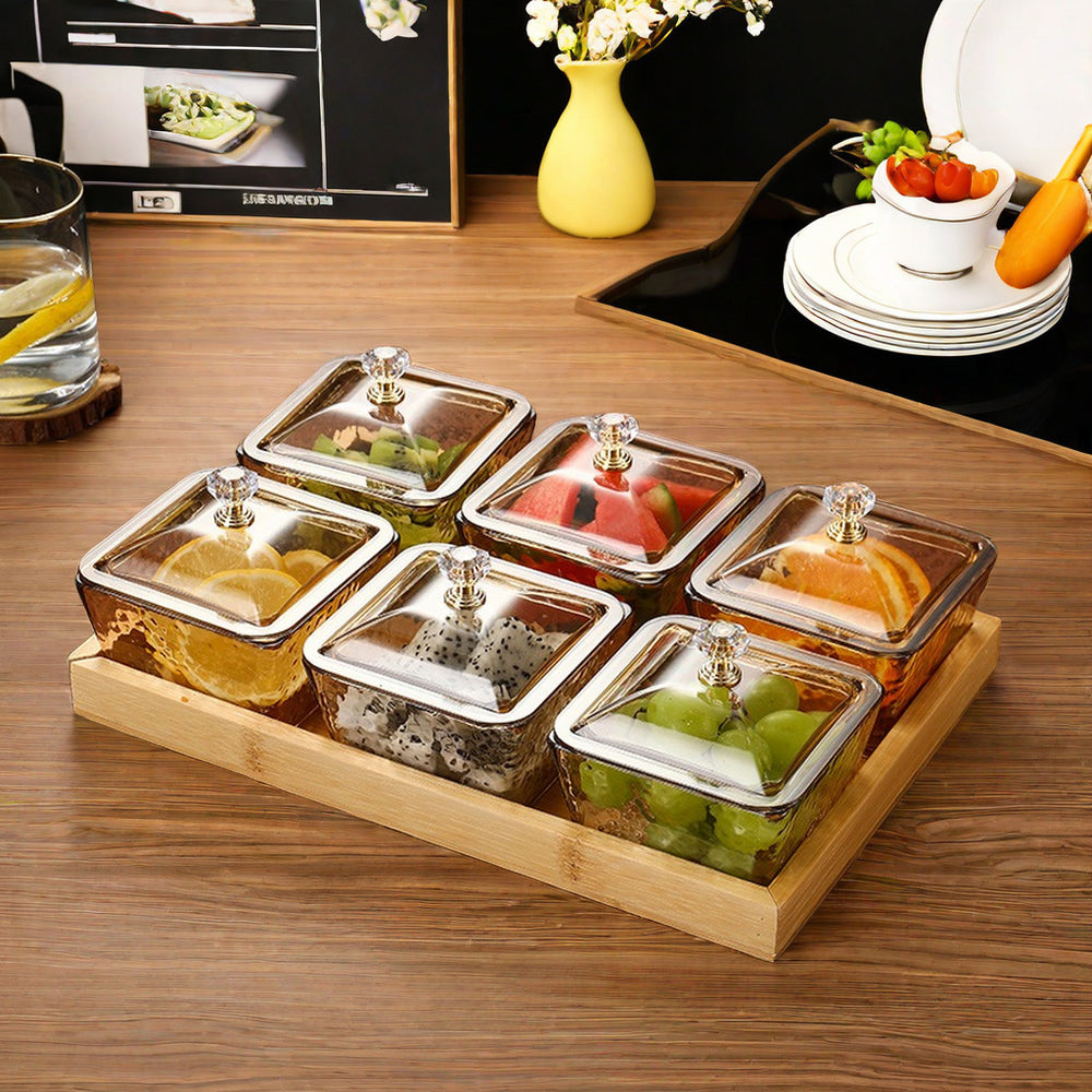 Fruit platter bar ktv snack platter acrylic snack plate melon seed plate divided grids dried fruit plate suit restaurant commercial